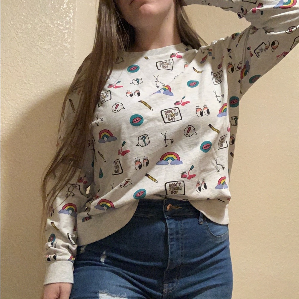 Fun school patterned sweater by divided XL